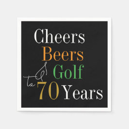 70. Geburtstag Cheers and Bers Golf Black and Gold Serviette
