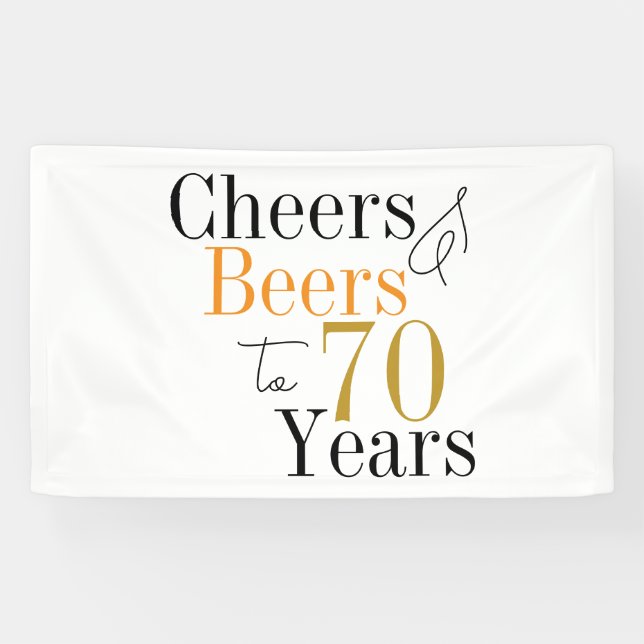 70. Geburtstag Cheers and Biere Minimales Party Banner (Horizontal)