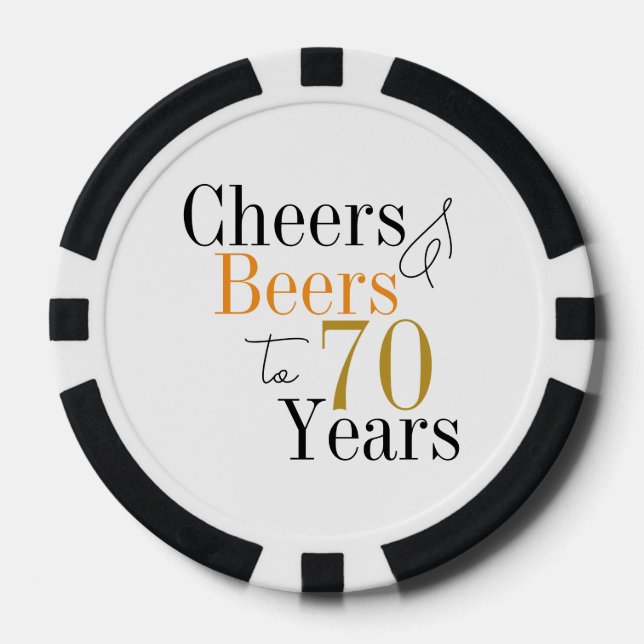 70. Geburtstag Cheers and Biere Minimales Party Pokerchips (Vorderseite)