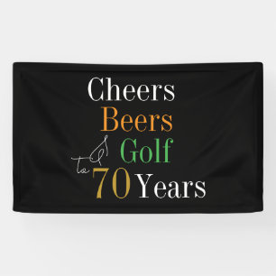 70. Geburtstag Cheers Beers Golf Black Gold Party Banner
