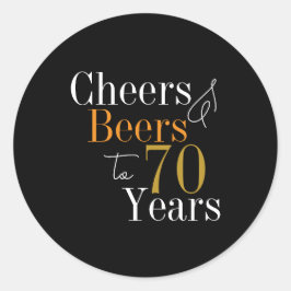70. Geburtstag Cheers und Bierschwarz-Gold-Party Runder Aufkleber