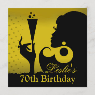 70. Geburtstag Cocktailparty gelb Einladung