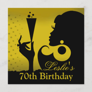 70. Geburtstag Cocktailparty gelb Einladung
