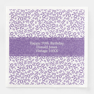 70. Geburtstag Cooles Zahlenmuster Lila/weiß Serviette
