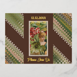 70. Geburtstag Custom Invitation Floral Beauties 4 Folie Einladungspostkarte