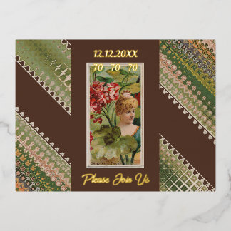 70. Geburtstag Custom Invitation Floral Beauties 4 Folie Einladungspostkarte