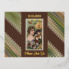 70. Geburtstag Custom Invitation Floral Beauties 4 Folie Einladungspostkarte