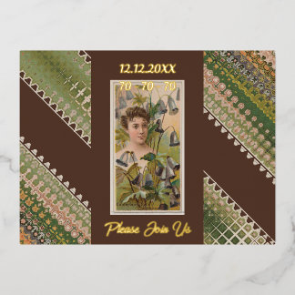 70. Geburtstag Custom Invitation Floral Beauties 4 Folie Einladungspostkarte