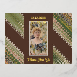 70. Geburtstag Custom Invitation Floral Beauties 4 Folie Einladungspostkarte