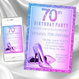 70. Geburtstag Damen High Heel Schuh Einladung