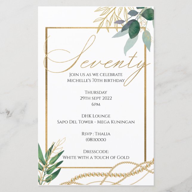 70. Geburtstag - Einladung (Vorderseite)
