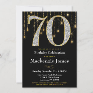 70. Geburtstag Einladung Black Gold Diamonds Adult