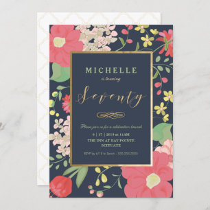70. Geburtstag Einladung - Elegante Blume - Custom