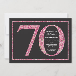 70. Geburtstag Einladung Pink Glitzer Chalkboard