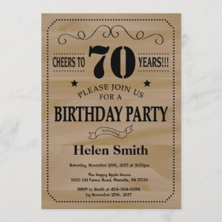 70. Geburtstag Einladung Rustikales Holz