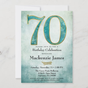 70. Geburtstag Einladung Türkis Blue Gold Erwachse