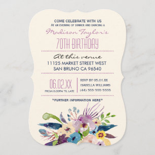 70. Geburtstag Elegant Bouquet Einladung