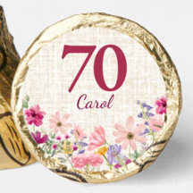 70. Geburtstag Elegant Gold Blumen Leinen Schokola