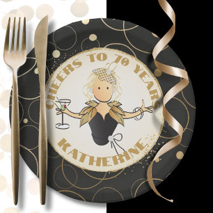 70. Geburtstag Elegant kühl Gefallen an 70 Gold Bl Pappteller