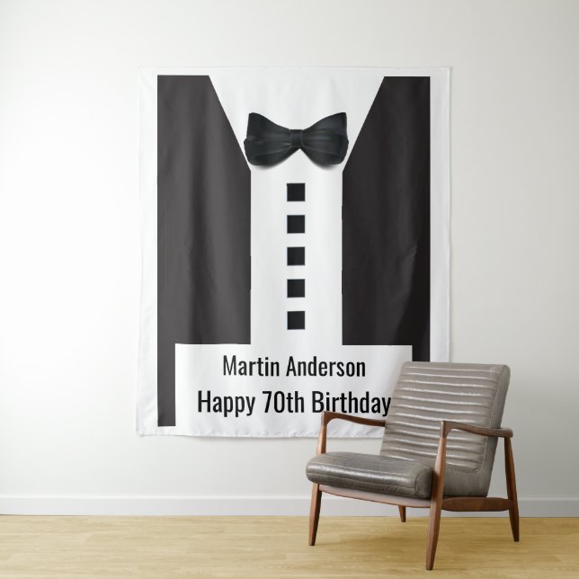 70. Geburtstag 🎉 Elegant Tuxedo Wandteppich (Beispiel)