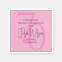 70. Geburtstag Elegante feminine rosa & navy Servi