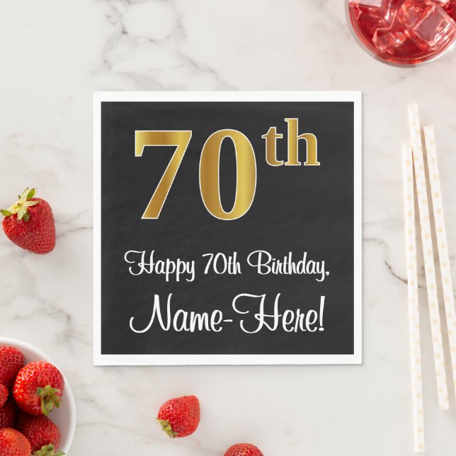 70. Geburtstag ~ Elegante Luxuriöse Imitate Gold L Serviette (Beispiel)