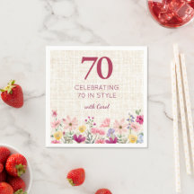 70. Geburtstag Elegante Wildblumen-Leinen-Party