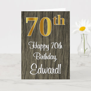 70. Geburtstag: Elegantes Faux-Gold-Look #, Faux-H Karte
