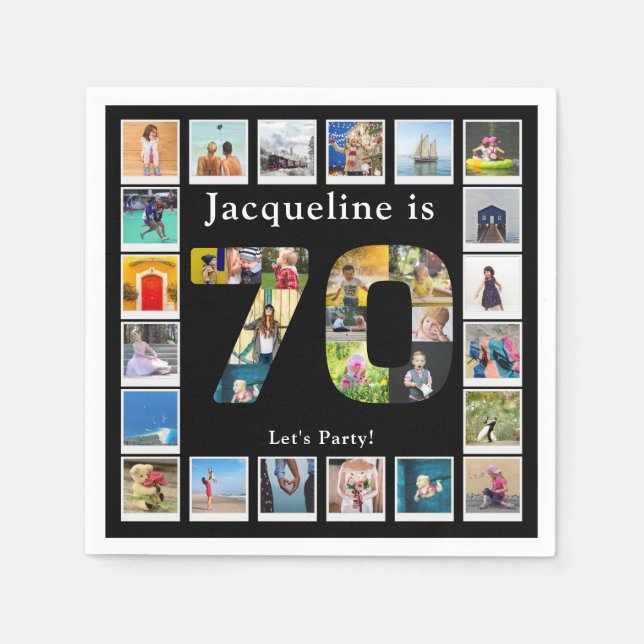 70. Geburtstag Entwerfen Sie Ihre eigene FotoColla Serviette (Vorderseite)