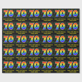 70. Geburtstag: Farbige Musiksymbole, Regenbogen 7 Geschenkpapier