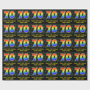 70. Geburtstag: Farbige Musiksymbole, Regenbogen 7 Geschenkpapier