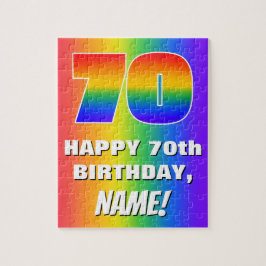 70. Geburtstag: Farbiges, lustiges Regenbogenmuste Puzzle