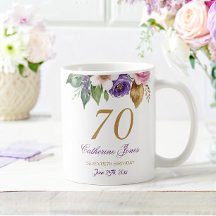 70. Geburtstag Floral Bouquet Gold Akzent Kaffeetasse