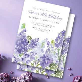 70. Geburtstag Florale Aquarell Elegante Flieder Einladung