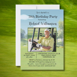 70. Geburtstag Foto Aquarell Golf Thema Einladung