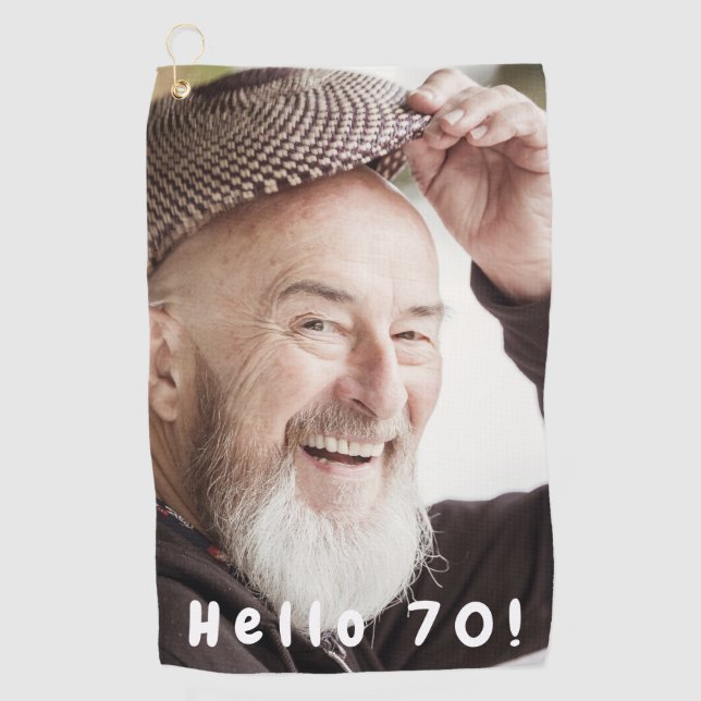 70. Geburtstag Foto hallo 70 Golfhandtuch (Vorderseite)