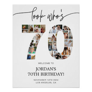 70. Geburtstag Fotocollage Willkommensposter Poster