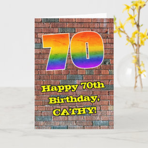 70. Geburtstag: Fun Graffiti-Inspiriert Regenbogen Karte