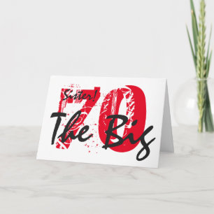 70. Geburtstag für Schwester, schwarzer, roter Tex Karte