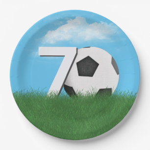 70. Geburtstag Fußball-Ball im Grünen Gras Pappteller
