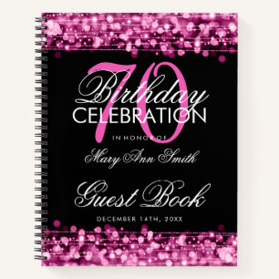 70. Geburtstag Gästebuch Party Glitzern Pink Notizbuch