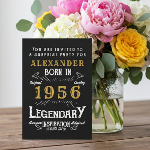 70. Geburtstag Geboren 1956 Schwarz Gold Retro Vin Einladung
