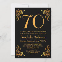 70. Geburtstag Glam Modern Gold Black Vintag Retro