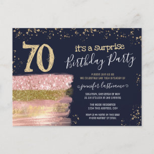 70. Geburtstag Glitter-Kuchen Überraschungsparty P Postkarte