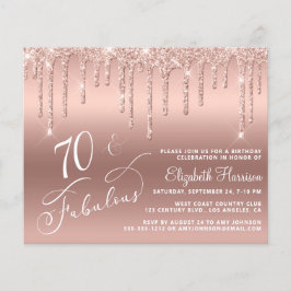 70. Geburtstag Glitzer Rose Gold Einladung Flyer