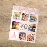 70. Geburtstag Glitzer Tropfen Foto Rose Rosa Puzzle<br><div class="desc">Ein glamouröses und einzigartiges 70. Geburtstagsgeschenk oder Sake,  das ihr Leben mit einer Collage von 8 deiner Fotos feiert. Personalisieren und fügen Sie einen Namen,  Alter 70 und ein Datum. Graue und dunkle Rose goldfarbene Buchstaben. Elegante und trendige rosa Hintergrundfarbe. Dekoriert mit Rose goldfarbenen Imitaten Glitzer Tropfen.</div>