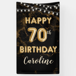 70. Geburtstag Gold Ballon Lights Black Birthday Banner