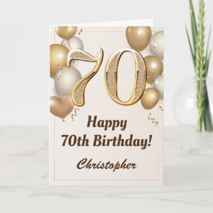 70. Geburtstag Gold Balloons und Confetti Geburtst Karte
