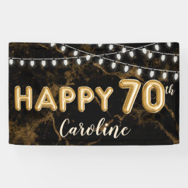 70. Geburtstag Gold & Black Balloon Lights Banner