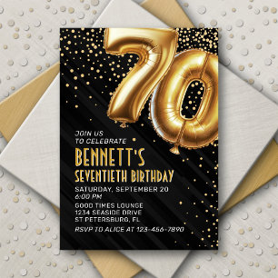 70. Geburtstag Gold Black Einladung